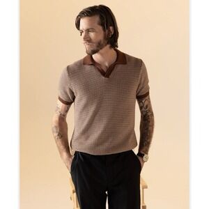 Dandy Del Mar PALAMOS Knit Polo Short Sleeve Cappuccino Shirt Men's Sz XXL